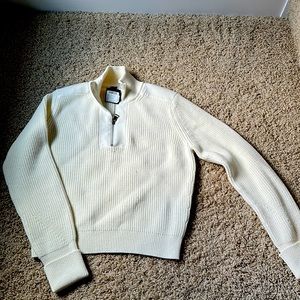 Club Monaco Ribbed Quarter Zip Sweater, Chic Cream, M